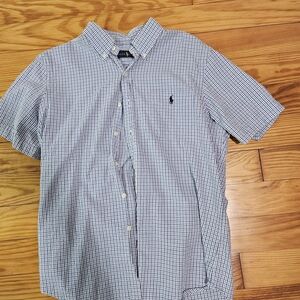 Ralph Lauren Men's Navy and White Checkered Shirt